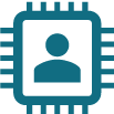 Graphic microchip with head in middle